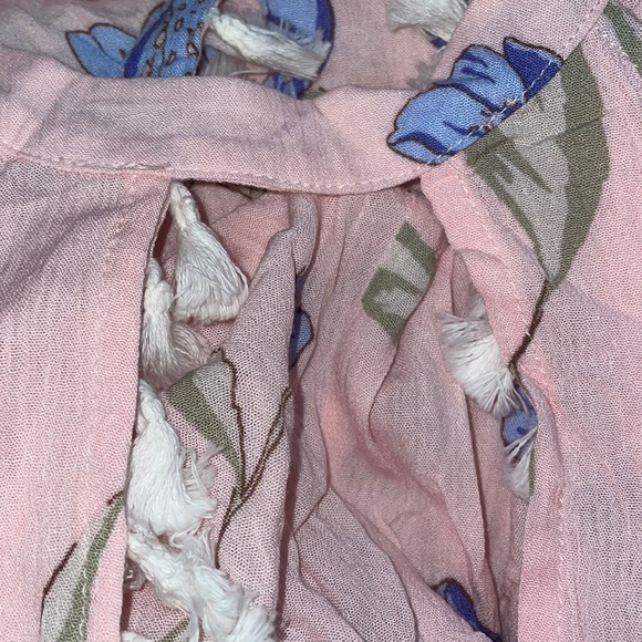 NWT Forever 21 Romper Pink & Blue drawstring waist, tassels, beautiful - Picture 3 of 7